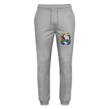 Beautiful illustration of a rabbit - Stanley/Stella Mover Unisex Organic Jogging Trousers - heather grey - Front - Marisol (170cm) & Nik (191cm)