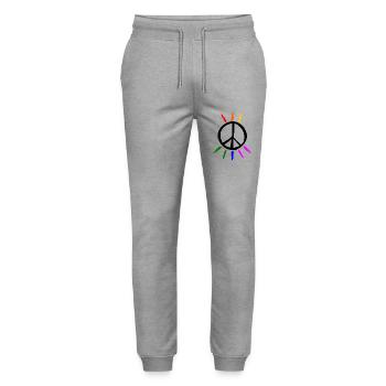 Peace - Stanley/Stella Mover Unisex Organic Jogging Trousers - heather grey - Front - Marisol (170cm) & Nik (191cm)