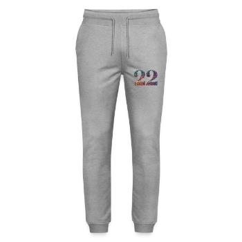 22nd Birthday Leopard - Stanley/Stella Mover Unisex Organic Jogging Trousers - heather grey - Front - Marisol (170cm) & Nik (191cm)