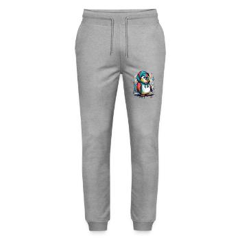 Cool Pinguin Graffiti - Stanley/Stella Unisex Bio Jogginghose Mover  - Grau meliert - Vorne - Marisol (170cm) & Nik (191cm)