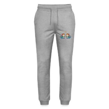 Dragon Cartoon Love - Stanley/Stella Mover Unisex Organic Jogging Trousers - heather grey - Front - Marisol (170cm) & Nik (191cm)