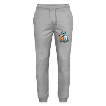 Sugary Ghost Trio Halloween Ghosts - Stanley/Stella Mover Unisex Organic Jogging Trousers - heather grey - Front - Marisol (170cm) & Nik (191cm)