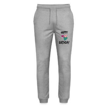 ALLES GUTE ZUM GEBURTSTAG. ALLES GUTE ZUM GEBURTSTAG. JAHRESTAG. - Stanley/Stella Unisex Bio Jogginghose Mover  - Grau meliert - Vorne - Marisol (170cm) & Nik (191cm)