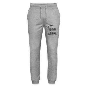 Unity & Respect: Für Gleichheit und gegen Hass - Stanley/Stella Unisex Bio Jogginghose Mover  - Grau meliert - Vorne - Marisol (170cm) & Nik (191cm)