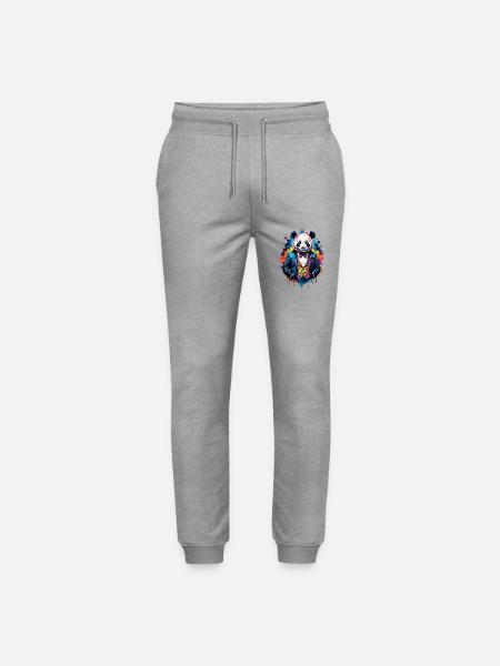 Panda in a suit - Stanley/Stella Mover Unisex Organic Jogging Trousers - heather grey