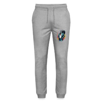 Skunk in a suit - Stanley/Stella Mover Unisex Organic Jogging Trousers - heather grey - Front - Marisol (170cm) & Nik (191cm)