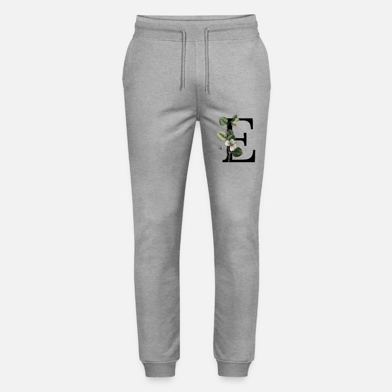 Grüner botanischer Buchstabe E - Stanley/Stella Unisex Bio Jogginghose Mover  - Grau meliert
