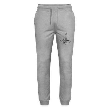 Skizze Leuchtturm am Strand Küste - Stanley/Stella Unisex Bio Jogginghose Mover  - Grau meliert - Vorne - Marisol (170cm) & Nik (191cm)