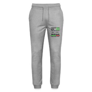 Chemikant Ausbildung Beginn für Baby Azubi - Stanley/Stella Unisex Bio Jogginghose Mover  - Grau meliert - Vorne - Marisol (170cm) & Nik (191cm)