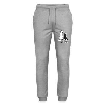 Dog & Cat - "Best Fiends" Design - Stanley/Stella Mover Unisex Organic Jogging Trousers - heather grey - Front - Marisol (170cm) & Nik (191cm)