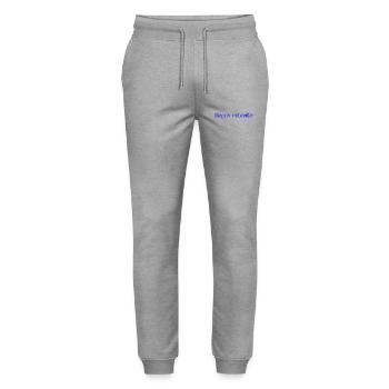 RETIREMENT. HAPPY RETIREMENT. HAPPY RETREAT - Stanley/Stella Mover Unisex Organic Jogging Trousers - heather grey - Front - Marisol (170cm) & Nik (191cm)