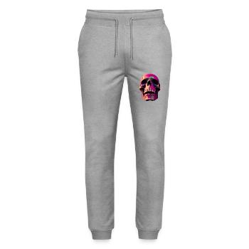 Totenschädel in pink - Stanley/Stella Unisex Bio Jogginghose Mover  - Grau meliert - Vorne - Marisol (170cm) & Nik (191cm)