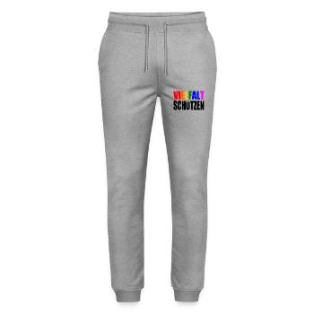 vielfalt schützen - Stanley/Stella Unisex Bio Jogginghose Mover  - Grau meliert - Vorne - Marisol (170cm) & Nik (191cm)