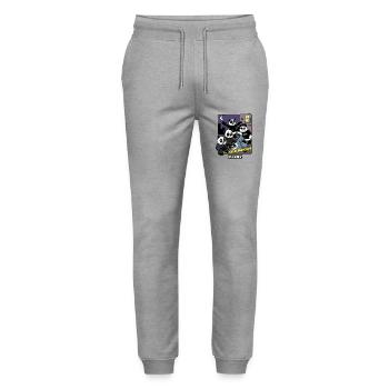 Pandas 4 Life - Stanley/Stella Mover Unisex Organic Jogging Trousers - heather grey - Front - Marisol (170cm) & Nik (191cm)