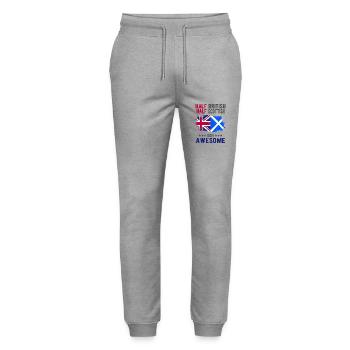 Halb Brite Halb Schotte - Stanley/Stella Unisex Bio Jogginghose Mover  - Grau meliert - Vorne - Marisol (170cm) & Nik (191cm)