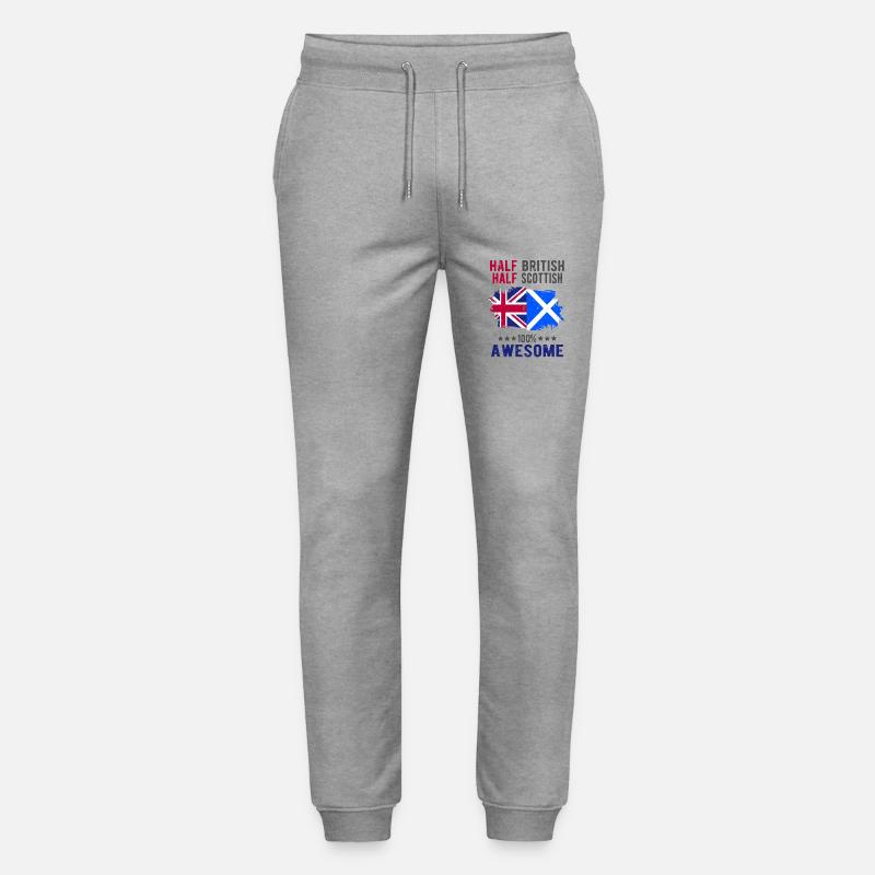 Half British Half Scotsman - Stanley/Stella Mover Unisex Organic Jogging Trousers - heather grey