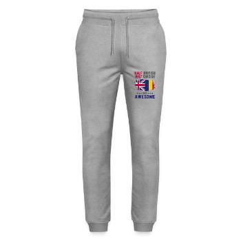 Half British Half Chader - Stanley/Stella Mover Unisex Organic Jogging Trousers - heather grey - Front - Marisol (170cm) & Nik (191cm)