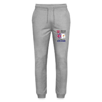 Halb Brite Halb Zyprer - Stanley/Stella Unisex Bio Jogginghose Mover  - Grau meliert - Vorne - Marisol (170cm) & Nik (191cm)