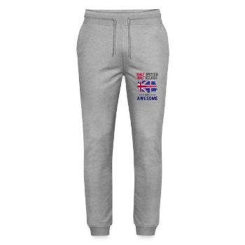 Halb Brite Halb Isländer - Stanley/Stella Unisex Bio Jogginghose Mover  - Grau meliert - Vorne - Marisol (170cm) & Nik (191cm)