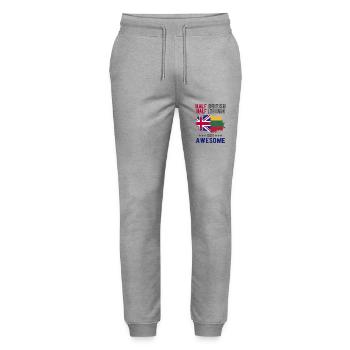 Half British Half Lithuanian - Stanley/Stella Mover Unisex Organic Jogging Trousers - heather grey - Front - Marisol (170cm) & Nik (191cm)
