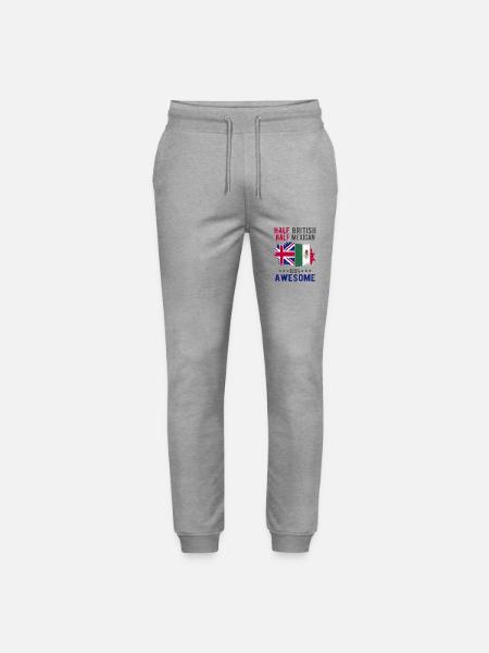 Half British Half Mexican - Stanley/Stella Mover Unisex Organic Jogging Trousers - heather grey