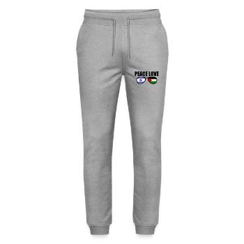 Peace for Free Palestine Israel - Stanley/Stella Mover Unisex Organic Jogging Trousers - heather grey - Front - Marisol (170cm) & Nik (191cm)