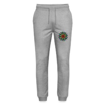 Colorful Geometric Mandala Abstract Psychedelic - Stanley/Stella Mover Unisex Organic Jogging Trousers - heather grey - Front - Marisol (170cm) & Nik (191cm)