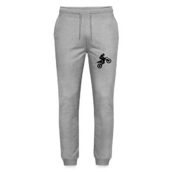 Motocross jump into the air, off-road driving - Stanley/Stella Mover Unisex Organic Jogging Trousers - heather grey - Front - Marisol (170cm) & Nik (191cm)
