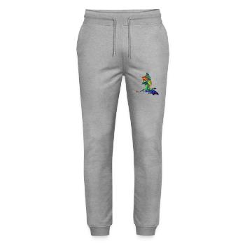 Drache - Stanley/Stella Unisex Bio Jogginghose Mover  - Grau meliert - Vorne - Marisol (170cm) & Nik (191cm)