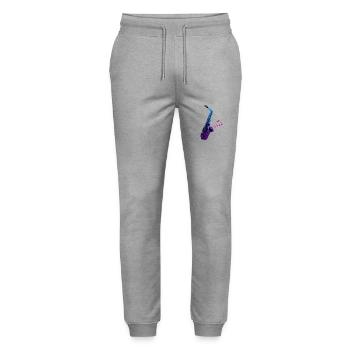saxophone - Stanley/Stella Mover Unisex Organic Jogging Trousers - heather grey - Front - Marisol (170cm) & Nik (191cm)