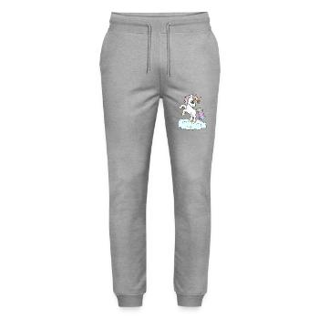 Einhorn Einhörner - Stanley/Stella Unisex Bio Jogginghose Mover  - Grau meliert - Vorne - Marisol (170cm) & Nik (191cm)