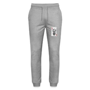Herzbube Skull Heart Crown Card Poker - Stanley/Stella Mover Unisex Organic Jogging Trousers - heather grey - Front - Marisol (170cm) & Nik (191cm)