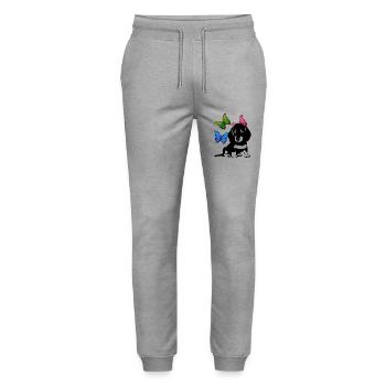 Dogs Frügling Spring Feelings Dachshund Dog - Stanley/Stella Mover Unisex Organic Jogging Trousers - heather grey - Front - Marisol (170cm) & Nik (191cm)