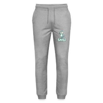 Grinning Cat - Stanley/Stella Mover Unisex Organic Jogging Trousers - heather grey - Front - Marisol (170cm) & Nik (191cm)