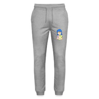 Anime fille avec bubble tea - Pantalon de jogging bio MOVER Stanley/Stella unisexe - gris chiné - Devant - Marisol (170cm) & Nik (191cm)