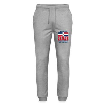 Dominican Papa Dominican Republic Flag - Stanley/Stella Mover Unisex Organic Jogging Trousers - heather grey - Front - Marisol (170cm) & Nik (191cm)