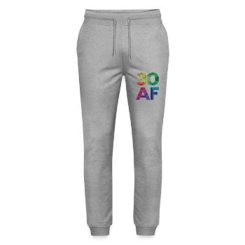 30 AF - 30th Birthday Party 30 Years Of Age Gift - Stanley/Stella Mover Unisex Organic Jogging Trousers - heather grey - Front - Marisol (170cm) & Nik (191cm)