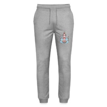 Anchor Lighthouse - Stanley/Stella Mover Unisex Organic Jogging Trousers - heather grey - Front - Marisol (170cm) & Nik (191cm)