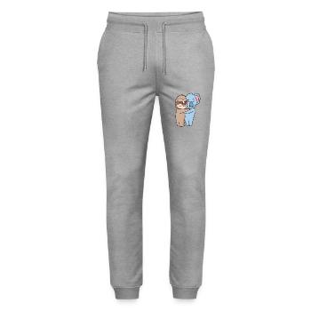 Sloth and koala cuddle cute animals - Stanley/Stella Mover Unisex Organic Jogging Trousers - heather grey - Front - Marisol (170cm) & Nik (191cm)