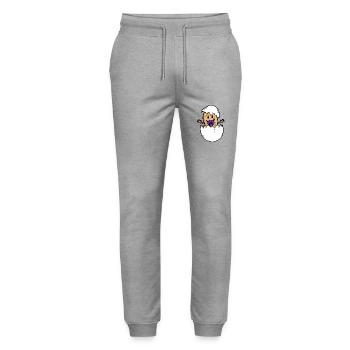 Erdnuss Baby Elternzeit Eltern Schwanger Geburt Ei - Stanley/Stella Unisex Bio Jogginghose Mover  - Grau meliert - Vorne - Marisol (170cm) & Nik (191cm)