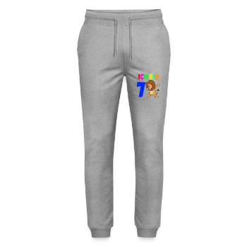Ich bin 7 - Stanley/Stella Unisex Bio Jogginghose Mover  - Grau meliert - Vorne - Marisol (170cm) & Nik (191cm)