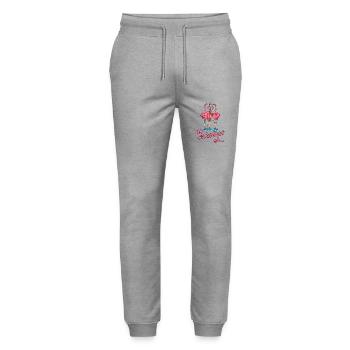 Es eskaliert eh… - Stanley/Stella Unisex Bio Jogginghose Mover  - Grau meliert - Vorne - Marisol (170cm) & Nik (191cm)