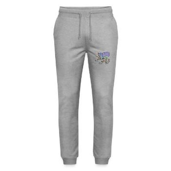 Frog skeleton with mushrooms - Stanley/Stella Mover Unisex Organic Jogging Trousers - heather grey - Front - Marisol (170cm) & Nik (191cm)
