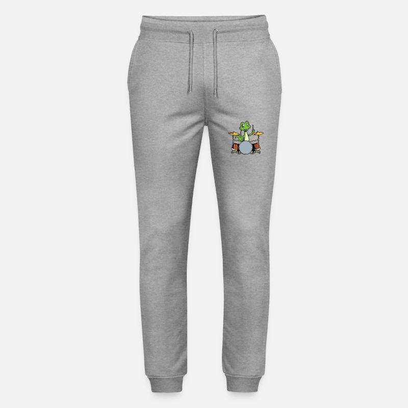 Comic Gecko Drummer - Stanley/Stella Mover Unisex Organic Jogging Trousers - heather grey