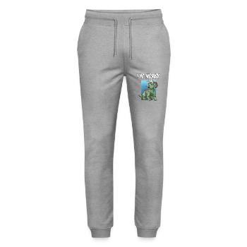 Velociraptor für einen Dino Fan und Dinosaurier - Stanley/Stella Unisex Bio Jogginghose Mover  - Grau meliert - Vorne - Marisol (170cm) & Nik (191cm)