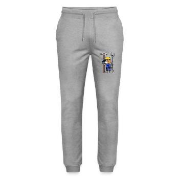 Baustelle Handwerker Hund Werkzeug Schutzhelm Job - Stanley/Stella Unisex Bio Jogginghose Mover  - Grau meliert - Vorne - Marisol (170cm) & Nik (191cm)