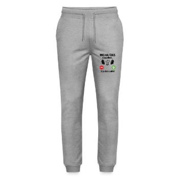 Les haltères musculation m'appellent - Pantalon de jogging bio MOVER Stanley/Stella unisexe - gris chiné - Devant - Marisol (170cm) & Nik (191cm)