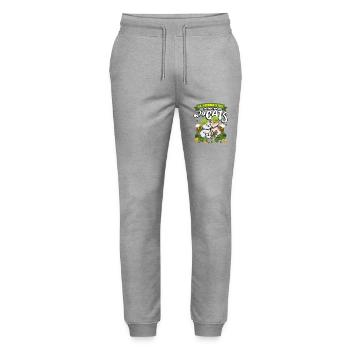 St. Patrick's Day Is Better With Cats St. Paddy - Stanley/Stella Mover Unisex Organic Jogging Trousers - heather grey - Front - Marisol (170cm) & Nik (191cm)
