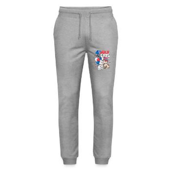 Der 4. Juli Ist Besser Mit Katzen - Stanley/Stella Unisex Bio Jogginghose Mover  - Grau meliert - Vorne - Marisol (170cm) & Nik (191cm)