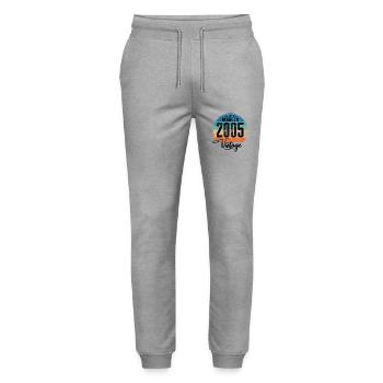 Vintage Made in 2005 Year of Birth 2005 Birthday - Stanley/Stella Mover Unisex Organic Jogging Trousers - heather grey - Front - Marisol (170cm) & Nik (191cm)